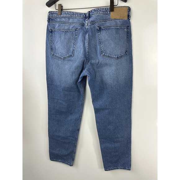 Rag & Bone Rosa Mid-Rise Boyfriend Jeans in Malibu Blue Denim Button Fly Size 34 - Picture 14 of 16